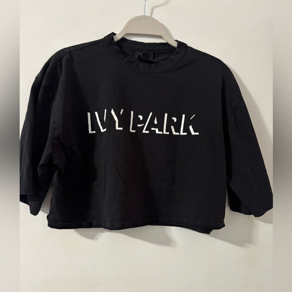IVY PARK Black Crop Top with White Logo